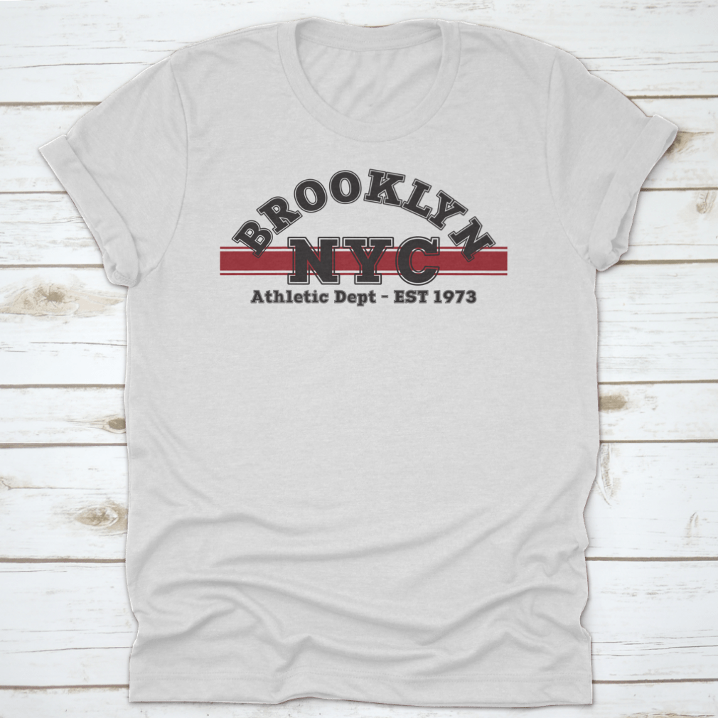 Retro College Style Brooklyn NYC Typography Slogan Print on a cotton fabric, showcasing vibrant lettering and a stylish design.