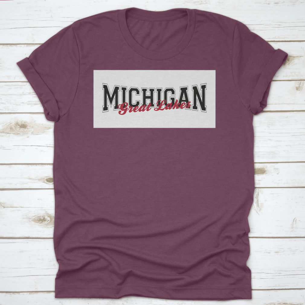 Retro College Varsity Font Typography print featuring Michigan Great Lake slogan on a comfortable cotton fabric.