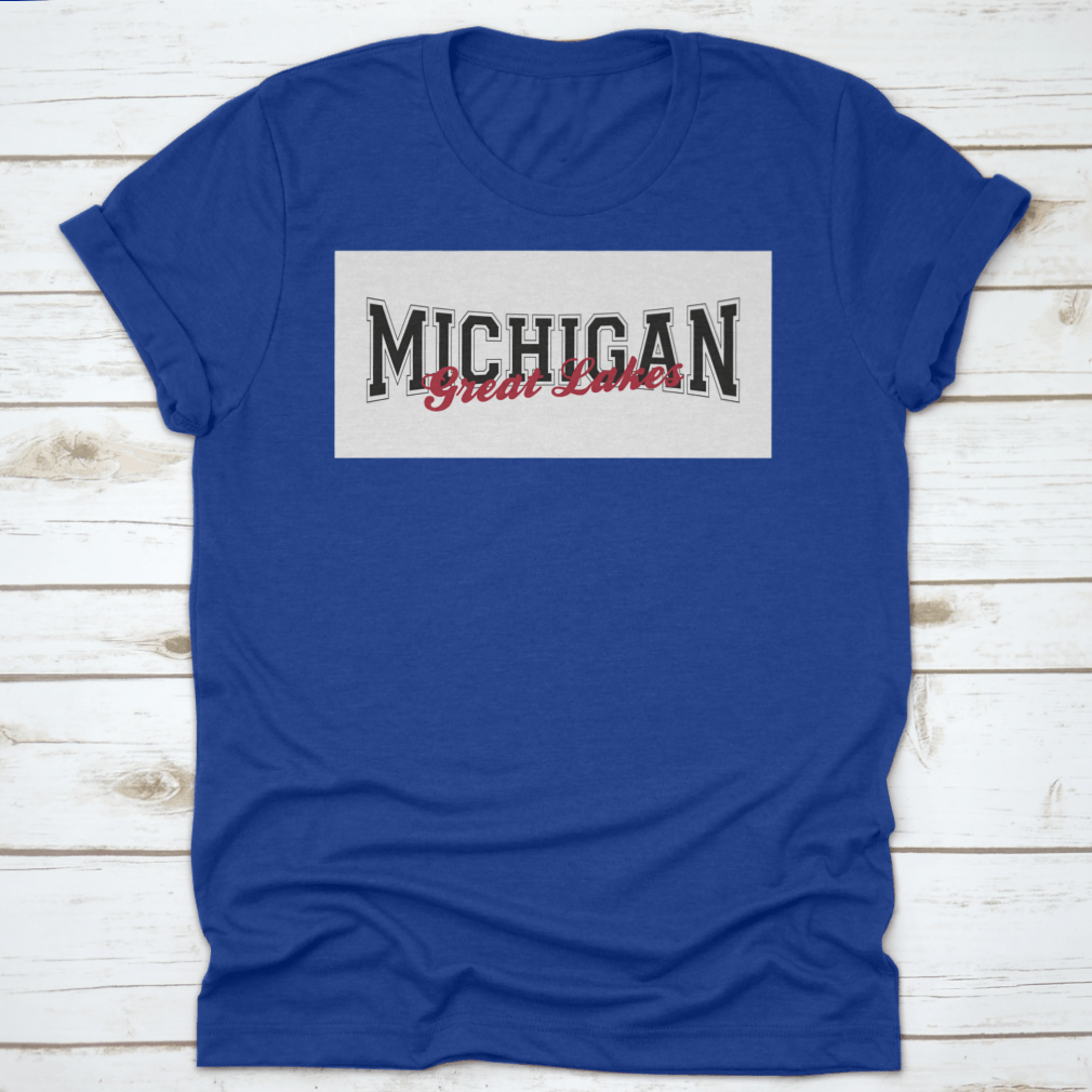 Retro College Varsity Font Typography print featuring Michigan Great Lake slogan on a comfortable cotton fabric.