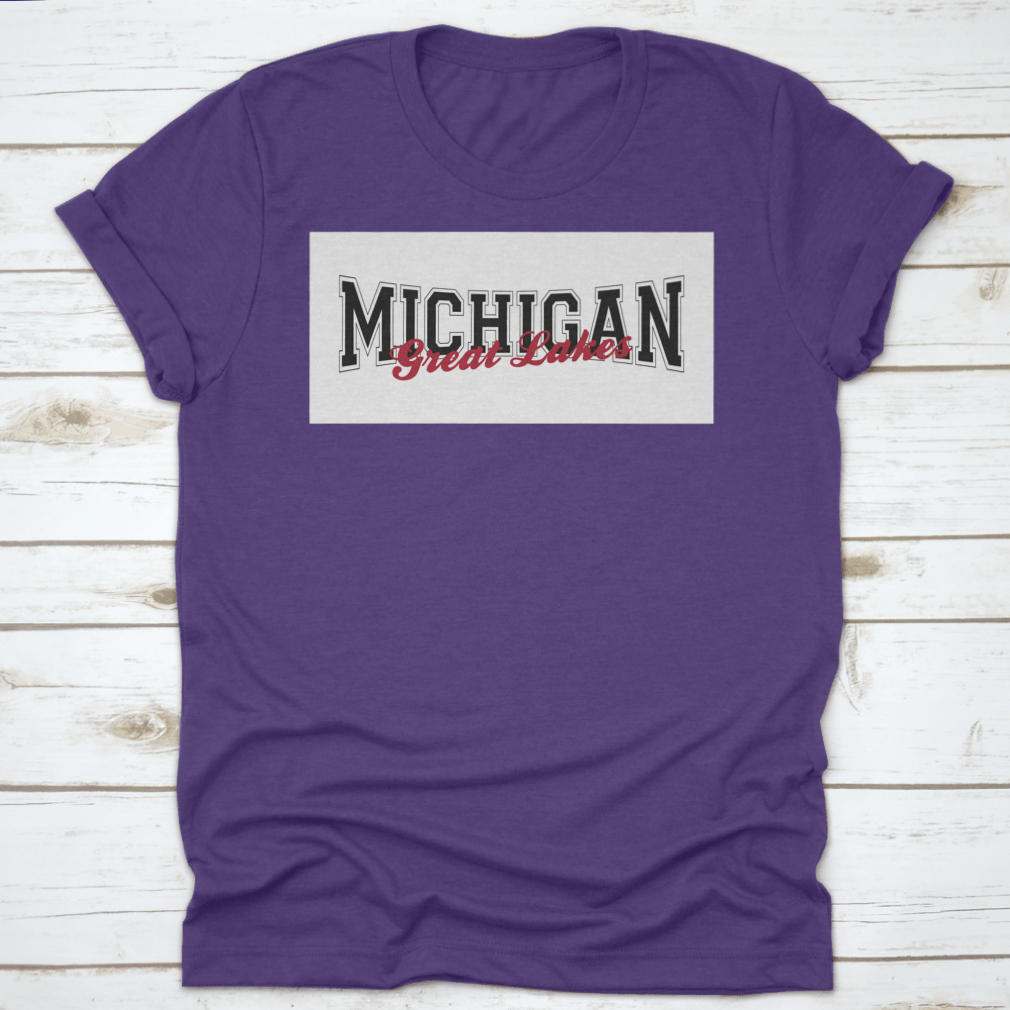 Retro College Varsity Font Typography print featuring Michigan Great Lake slogan on a comfortable cotton fabric.