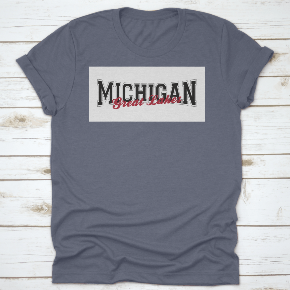 Retro College Varsity Font Typography print featuring Michigan Great Lake slogan on a comfortable cotton fabric.