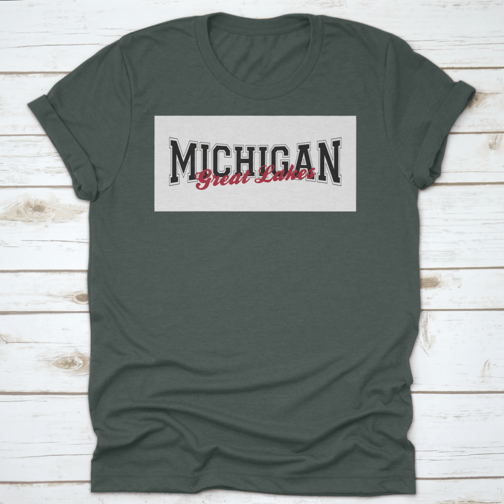 Retro College Varsity Font Typography print featuring Michigan Great Lake slogan on a comfortable cotton fabric.