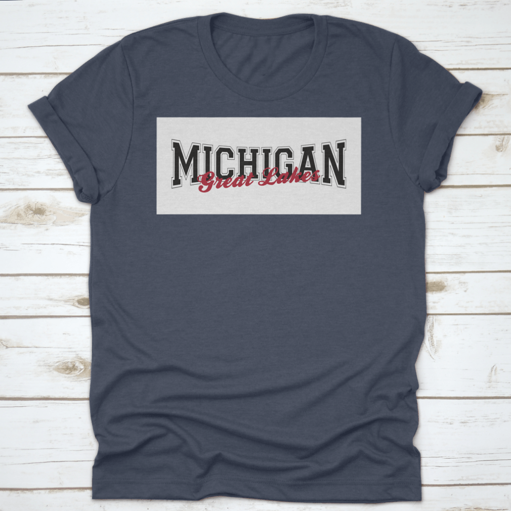 Retro College Varsity Font Typography print featuring Michigan Great Lake slogan on a comfortable cotton fabric.