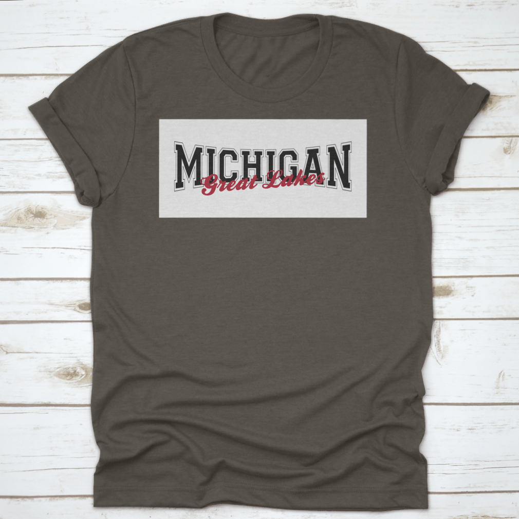 Retro College Varsity Font Typography print featuring Michigan Great Lake slogan on a comfortable cotton fabric.