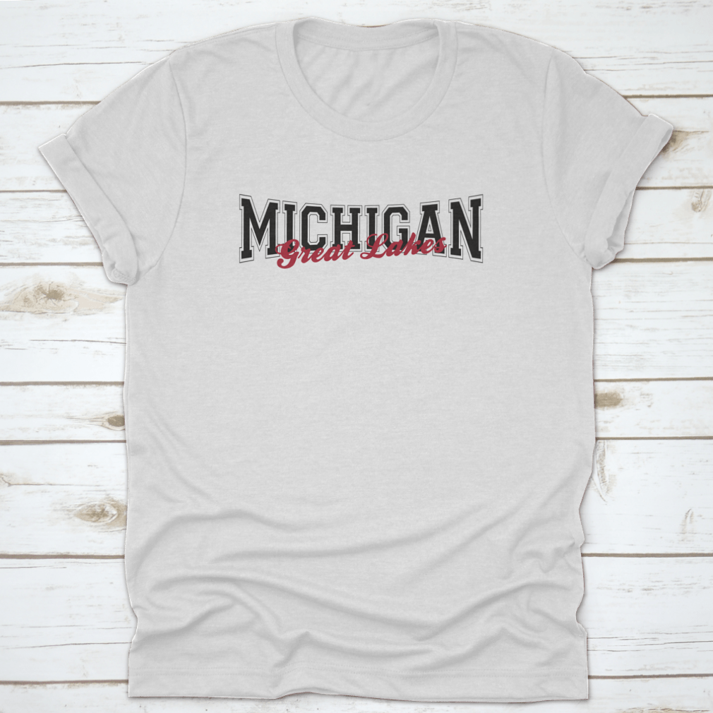 Retro College Varsity Font Typography print featuring Michigan Great Lake slogan on a comfortable cotton fabric.