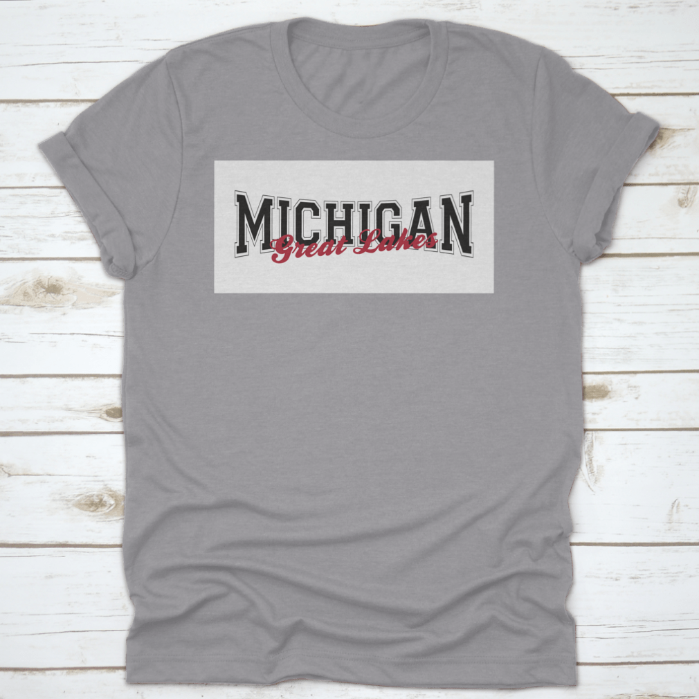 Retro College Varsity Font Typography print featuring Michigan Great Lake slogan on a comfortable cotton fabric.