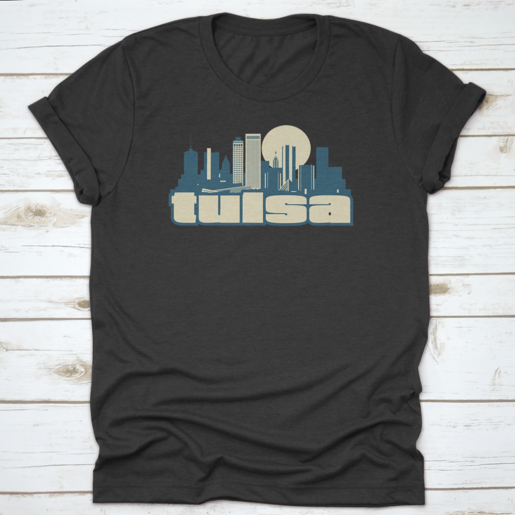 A vintage postcard vector of Tulsa, Oklahoma skyline, showcasing iconic buildings and a nostalgic design.