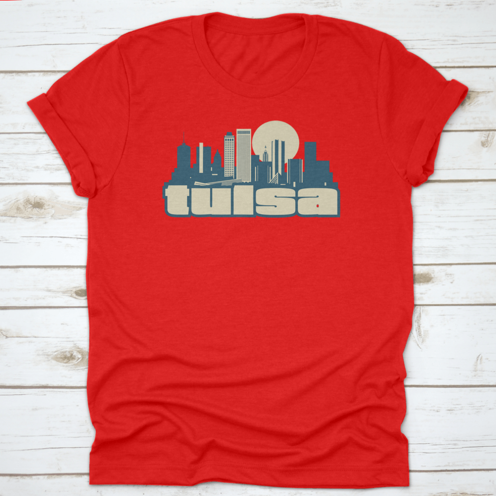 A vintage postcard vector of Tulsa, Oklahoma skyline, showcasing iconic buildings and a nostalgic design.