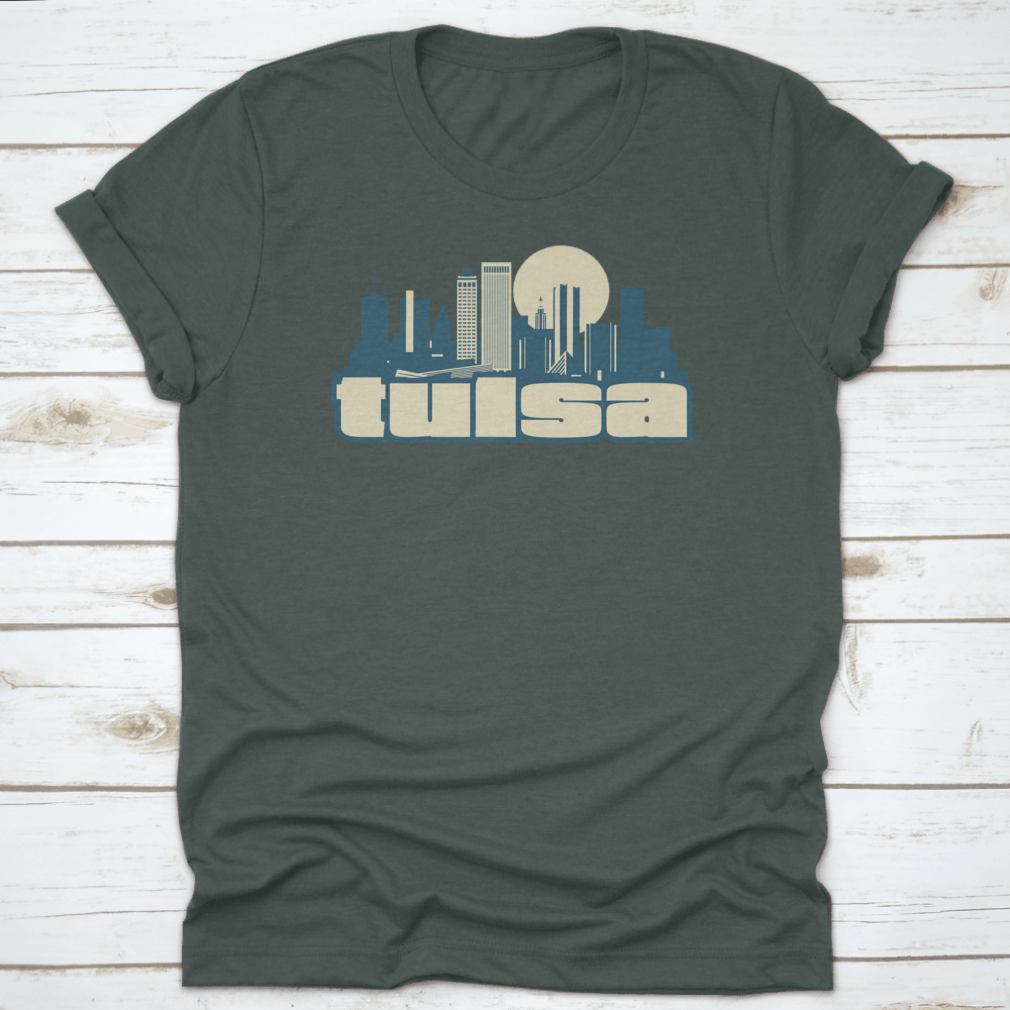 A vintage postcard vector of Tulsa, Oklahoma skyline, showcasing iconic buildings and a nostalgic design.