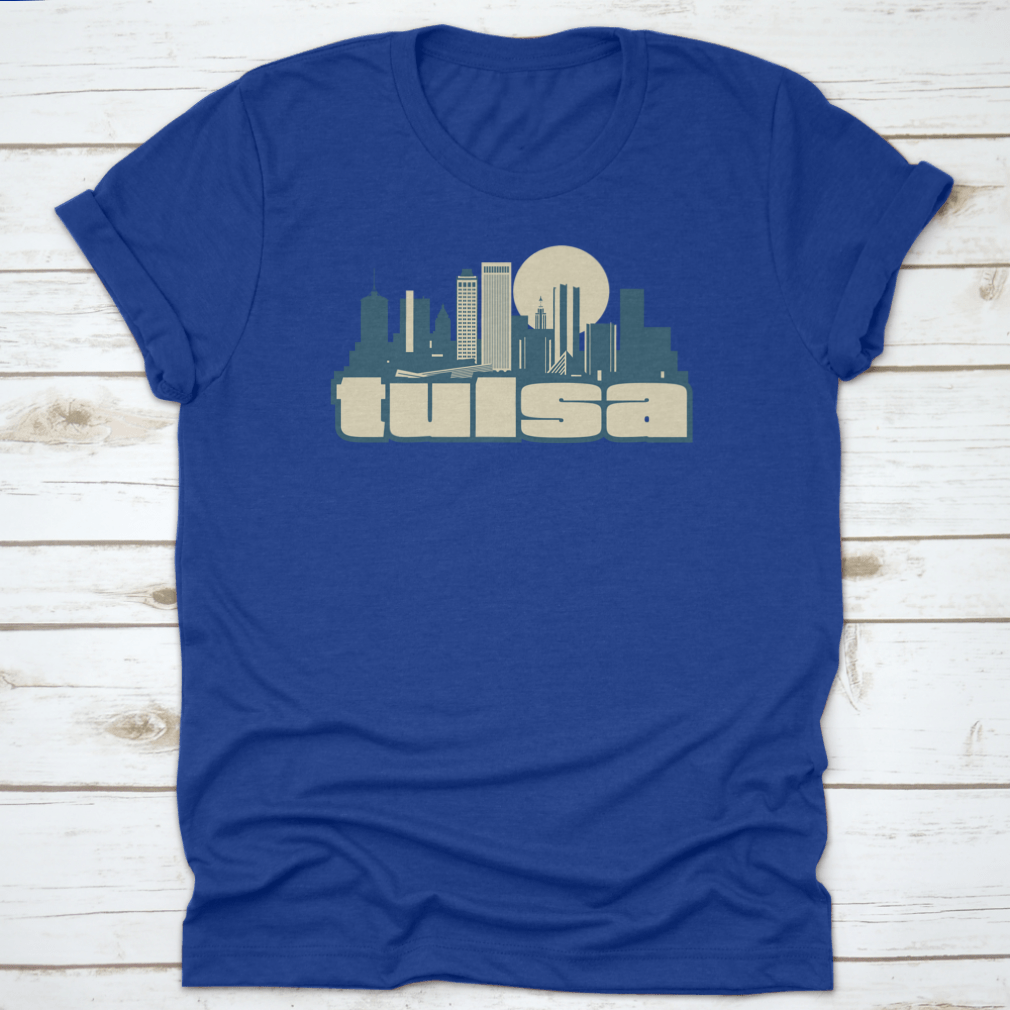 A vintage postcard vector of Tulsa, Oklahoma skyline, showcasing iconic buildings and a nostalgic design.