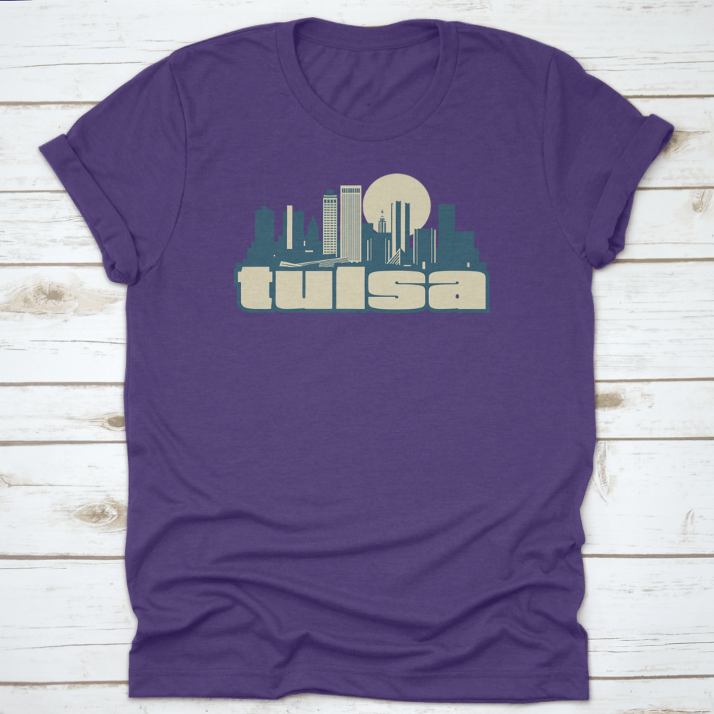 A vintage postcard vector of Tulsa, Oklahoma skyline, showcasing iconic buildings and a nostalgic design.