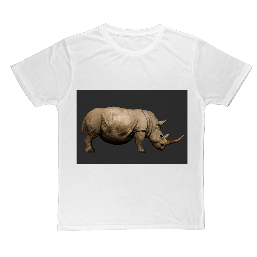 Rhino Classic Sublimation Adult T-Shirt in various colors, showcasing its soft polyester fabric and vibrant printing potential.