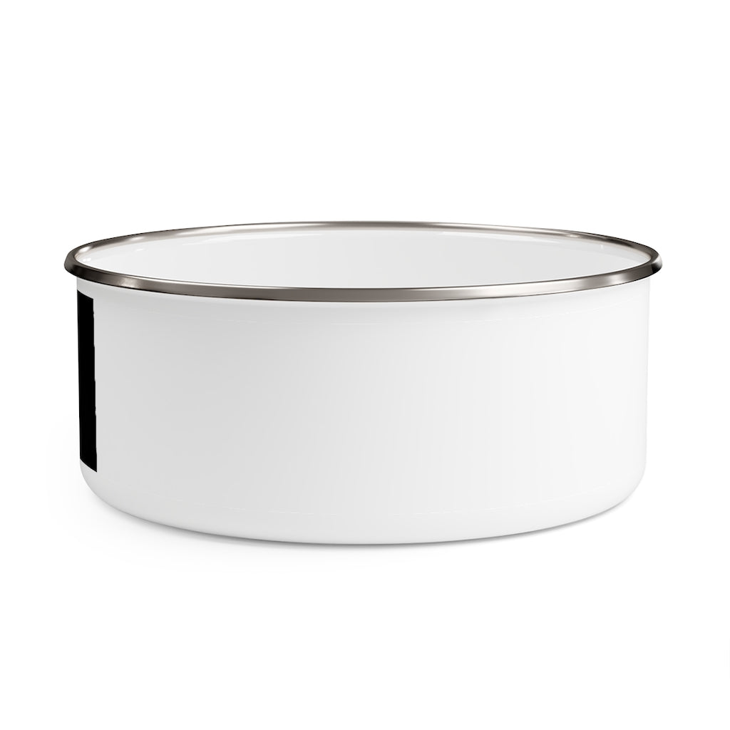 Rhino Enamel Bowl made of stainless steel with a translucent plastic lid, showcasing a stylish hipster chic design.