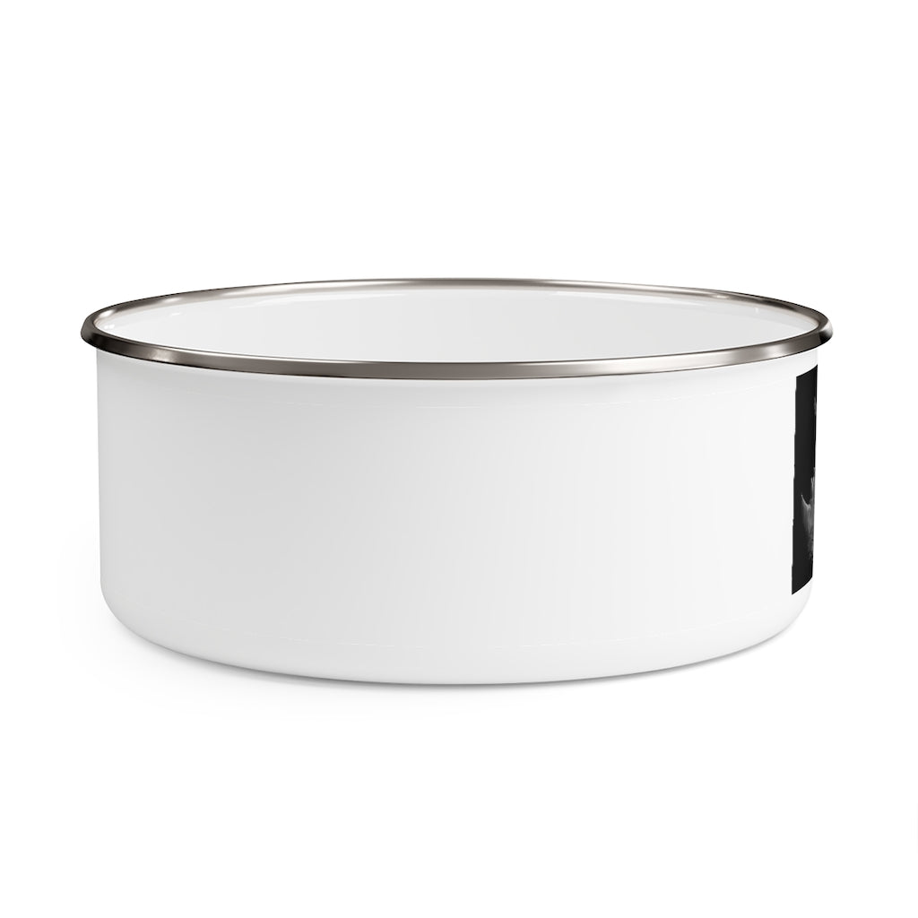Rhino Enamel Bowl made of stainless steel with a translucent plastic lid, showcasing a stylish hipster chic design.