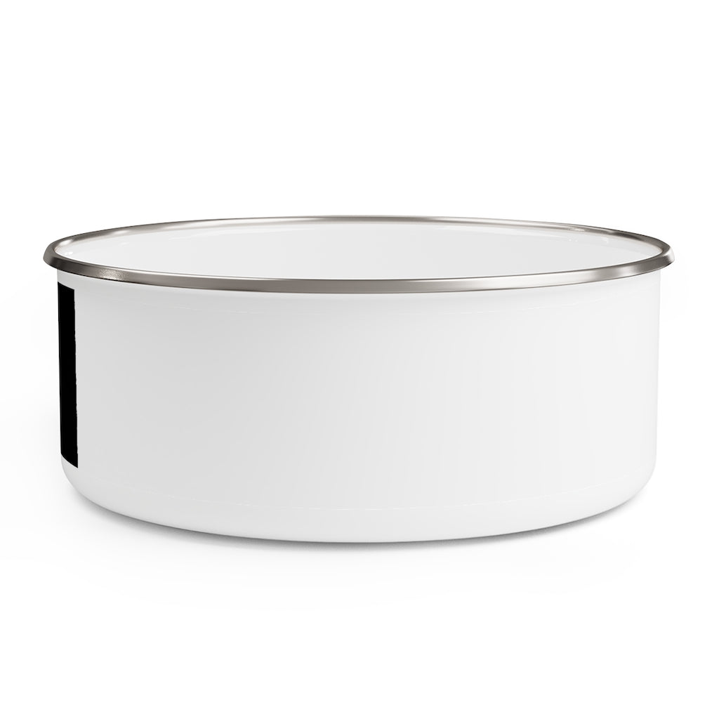 Rhino Enamel Bowl made of stainless steel with a translucent plastic lid, showcasing a stylish hipster chic design.