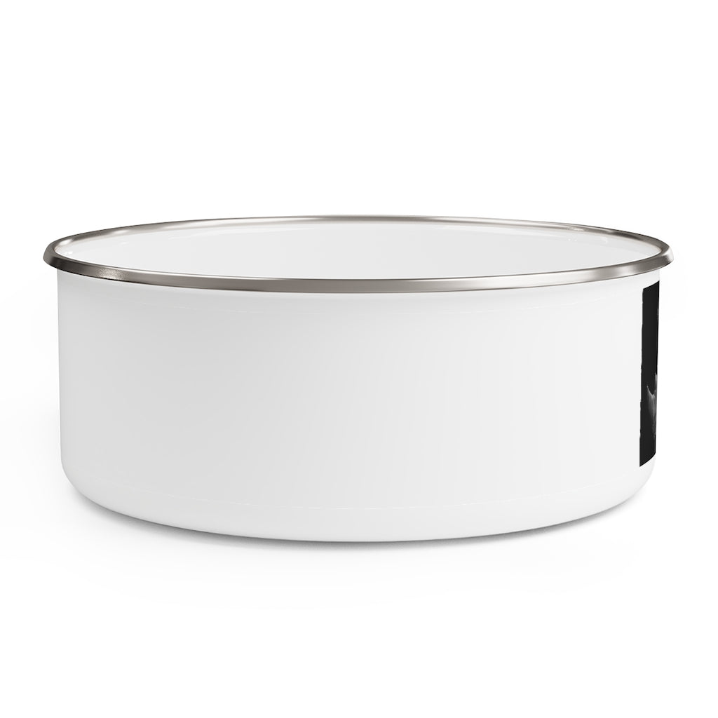 Rhino Enamel Bowl made of stainless steel with a translucent plastic lid, showcasing a stylish hipster chic design.