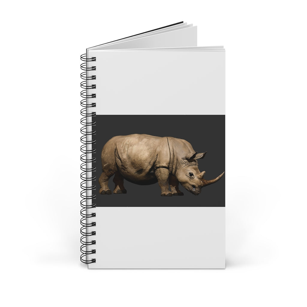 Rhino Spiral Journal featuring a colorful front cover, available in four styles: blank, dot grid, lined, and task manager.