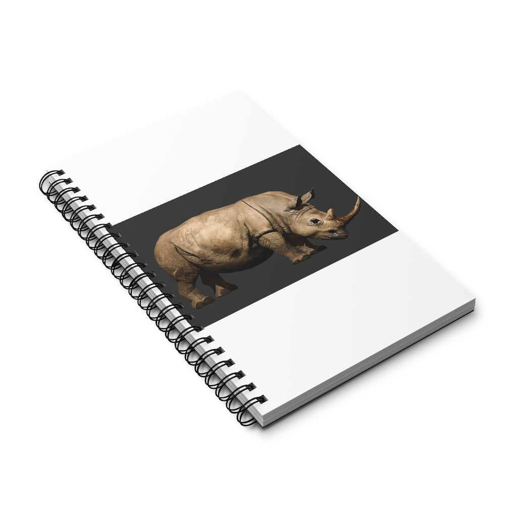 Rhino Spiral Journal featuring a colorful front cover, available in four styles: blank, dot grid, lined, and task manager.