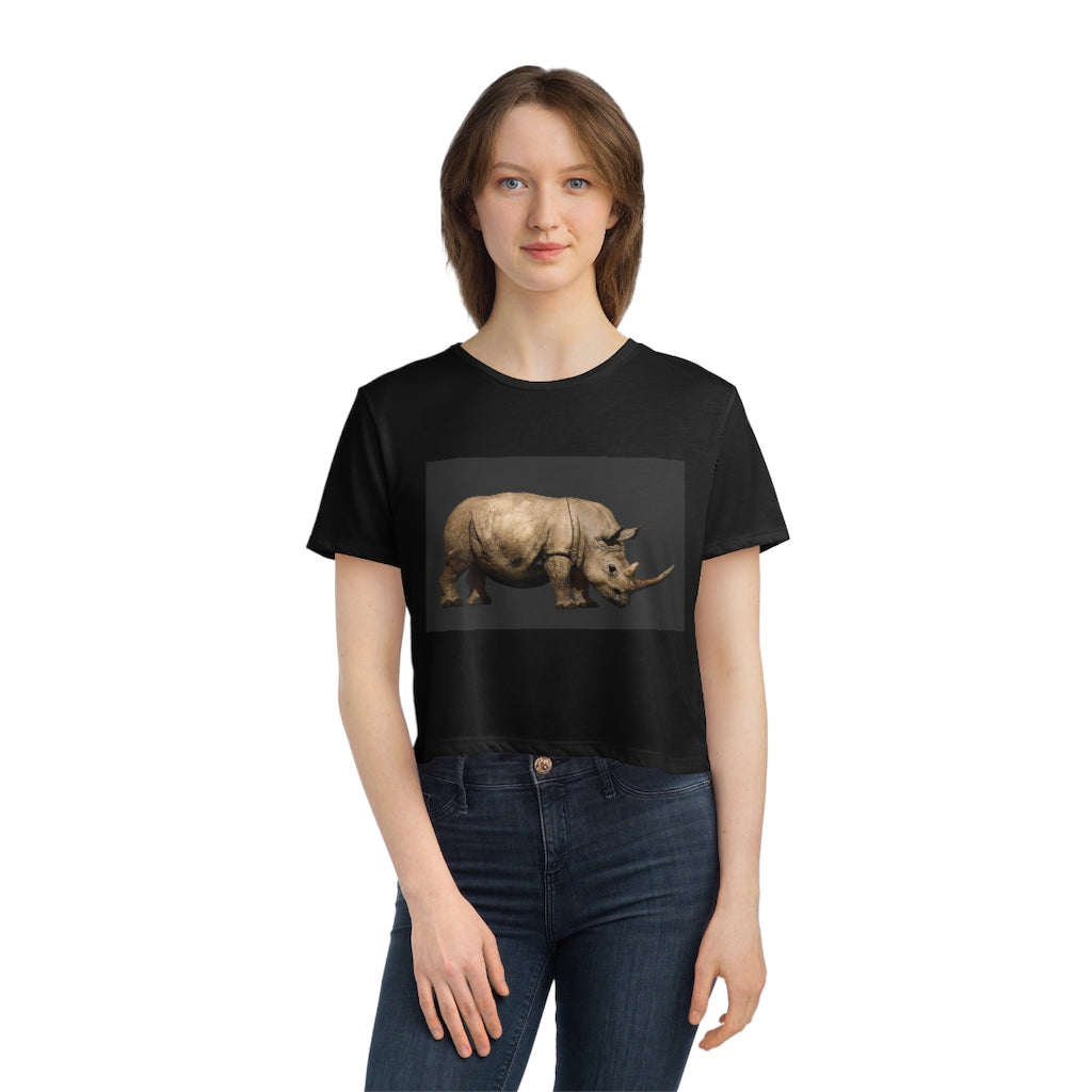 Rhino Women's Flowy Cropped Tee in various colors, showcasing its soft fabric and stylish design.