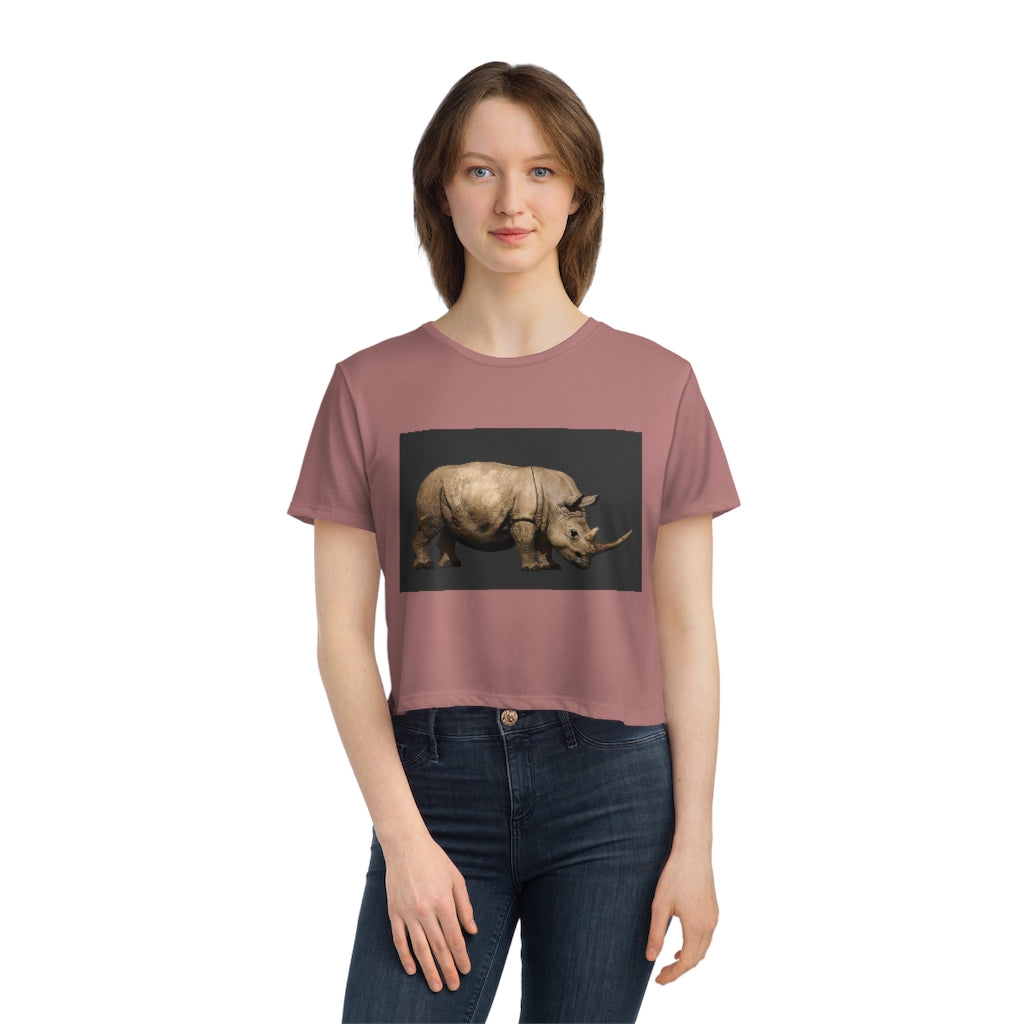 Rhino Women's Flowy Cropped Tee in various colors, showcasing its soft fabric and stylish design.