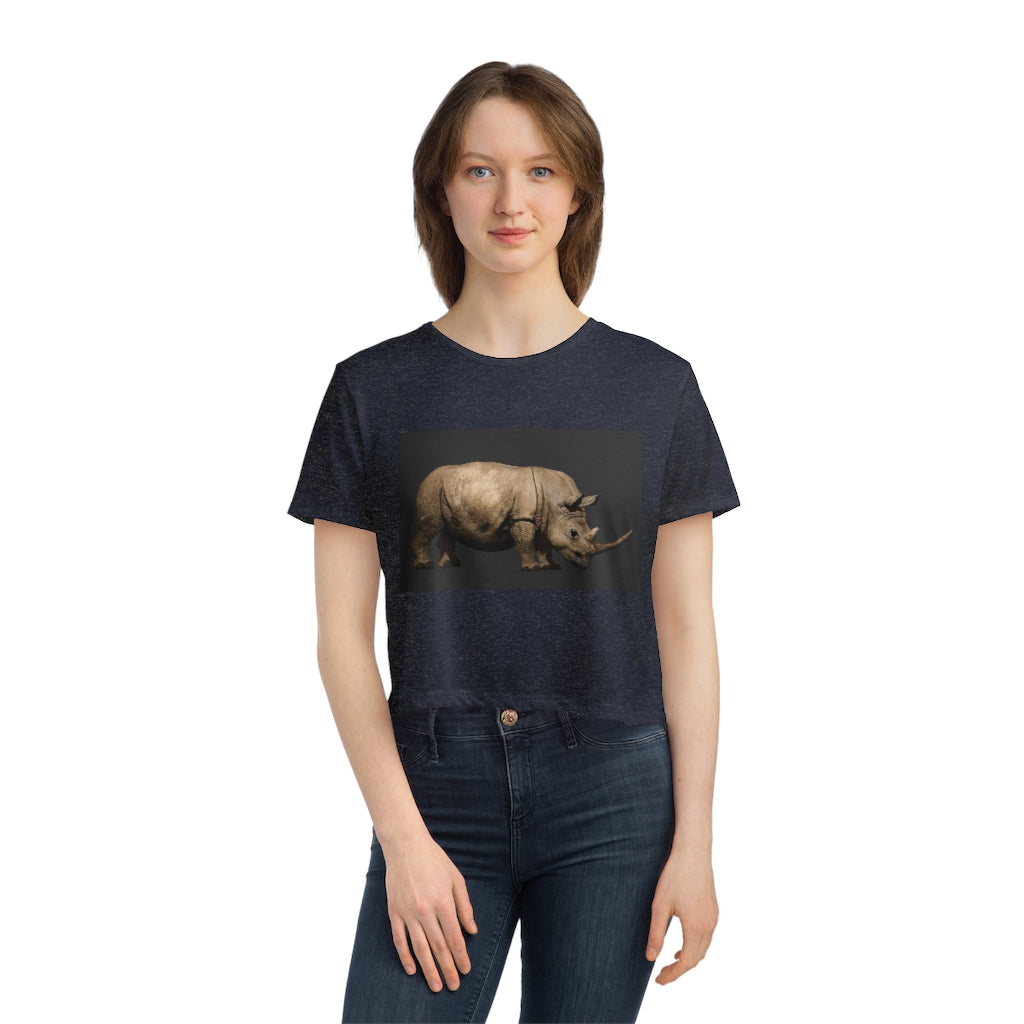 Rhino Women's Flowy Cropped Tee in various colors, showcasing its soft fabric and stylish design.