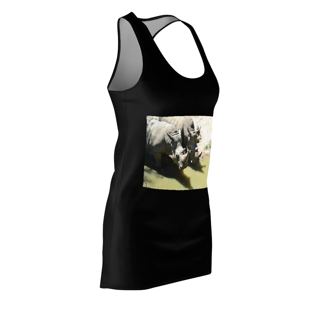Rhinos Women's Cut & Sew Racerback Dress showcasing a stylish and feminine design, perfect for casual outings and warm weather.