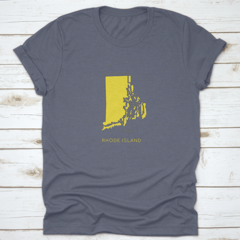 Rhode Island Map in Thin Line Style, showcasing minimalist design on a cotton fabric.