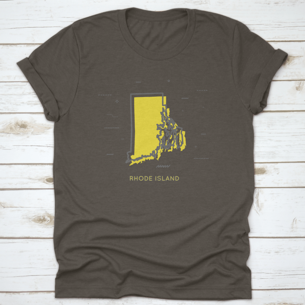 Rhode Island Map in Thin Line Style, showcasing minimalist design on a cotton fabric.