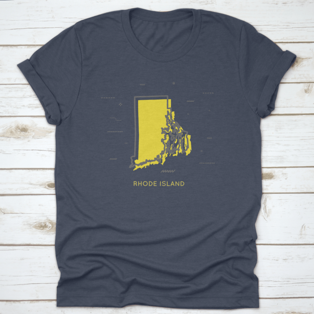 Rhode Island Map in Thin Line Style, showcasing minimalist design on a cotton fabric.
