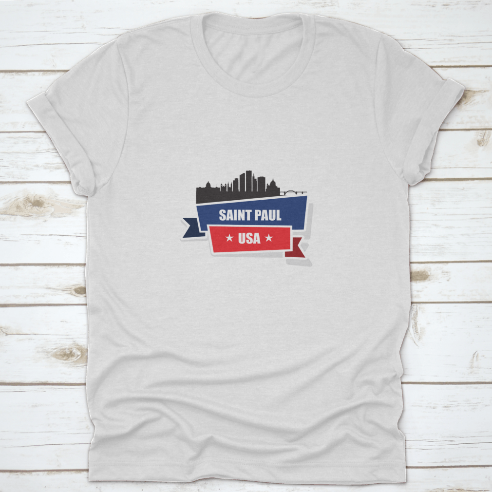 Ribbon Banner Design featuring Saint Paul, Minnesota, showcasing vibrant colors and stylish graphics on a comfortable cotton fabric.