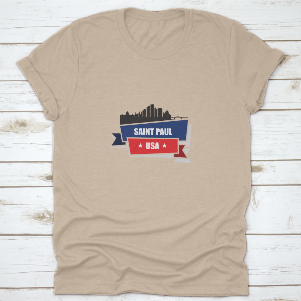 Ribbon Banner Design featuring Saint Paul, Minnesota, showcasing vibrant colors and stylish graphics on a comfortable cotton fabric.