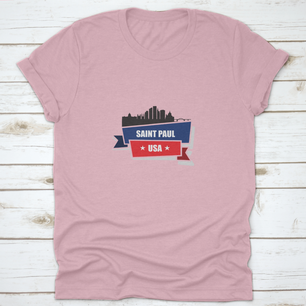 Ribbon Banner Design featuring Saint Paul, Minnesota, showcasing vibrant colors and stylish graphics on a comfortable cotton fabric.