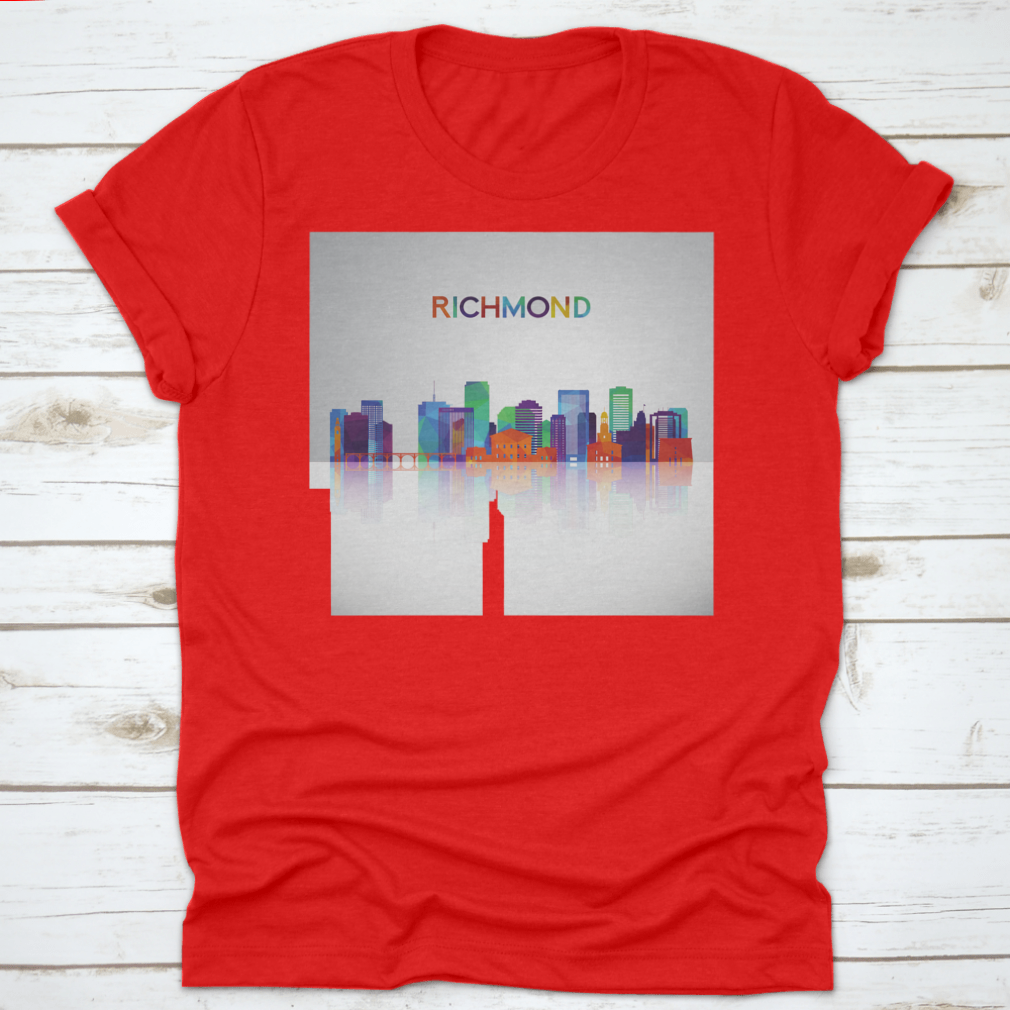 Colorful geometric silhouette of the Richmond skyline, showcasing vibrant colors and artistic design.