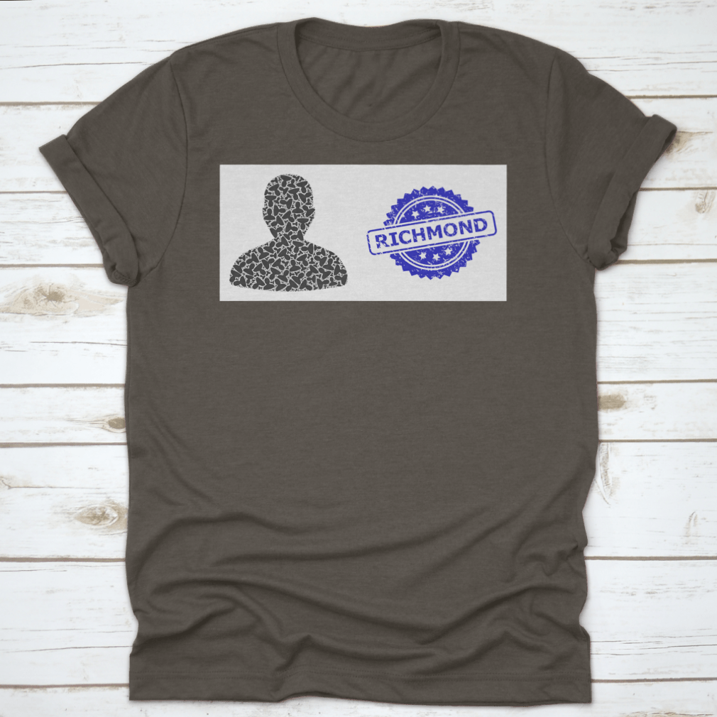 Richmond textured stamp seal and vector recursive collage user in blue, showcasing its soft cotton fabric and stylish design.