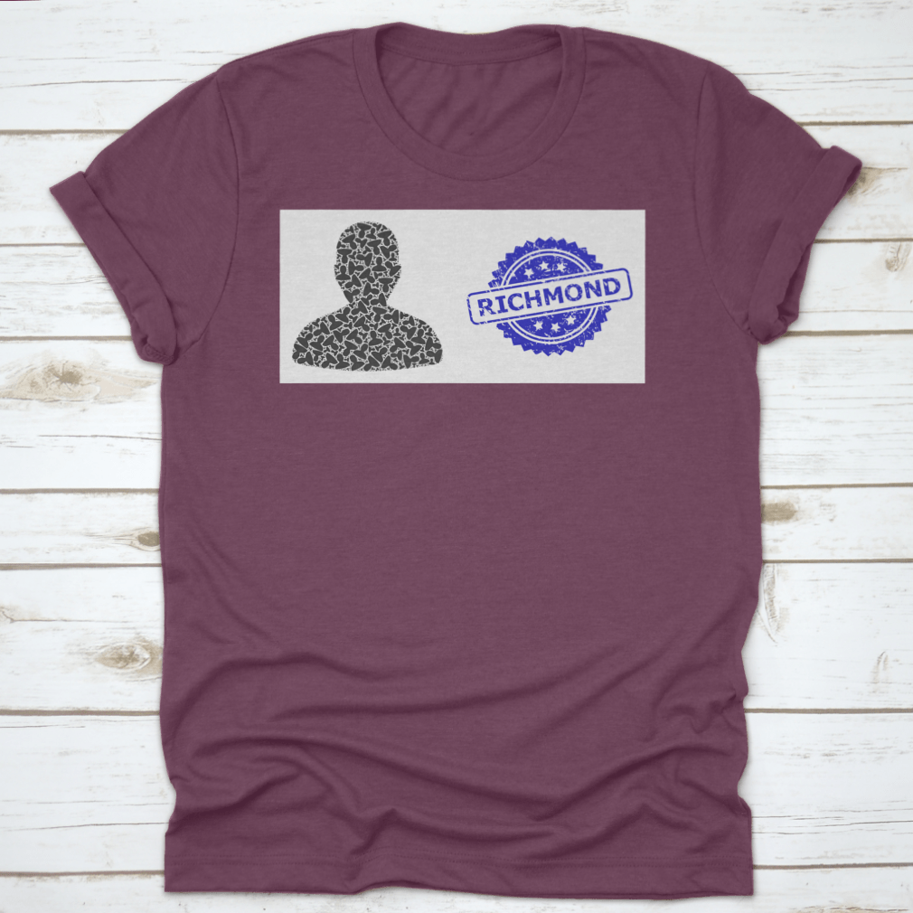 Richmond textured stamp seal and vector recursive collage user in blue, showcasing its soft cotton fabric and stylish design.