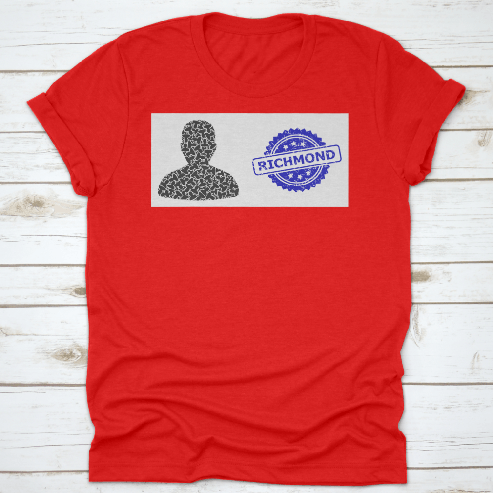 Richmond textured stamp seal and vector recursive collage user in blue, showcasing its soft cotton fabric and stylish design.