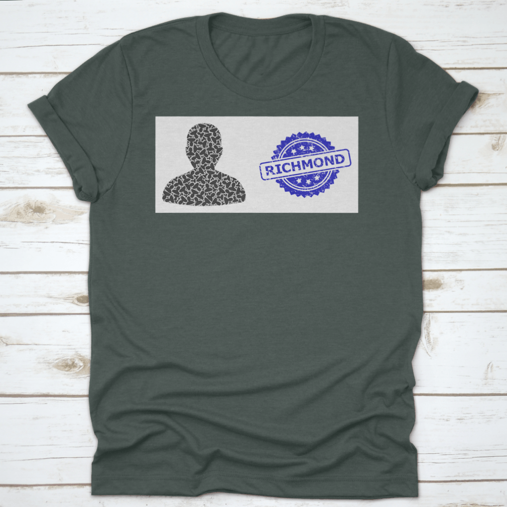 Richmond textured stamp seal and vector recursive collage user in blue, showcasing its soft cotton fabric and stylish design.