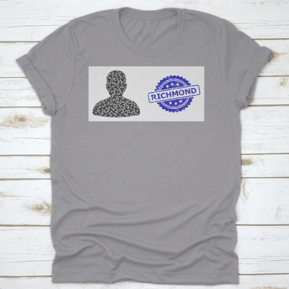 Richmond textured stamp seal and vector recursive collage user in blue, showcasing its soft cotton fabric and stylish design.