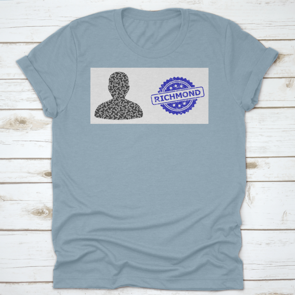 Richmond textured stamp seal and vector recursive collage user in blue, showcasing its soft cotton fabric and stylish design.