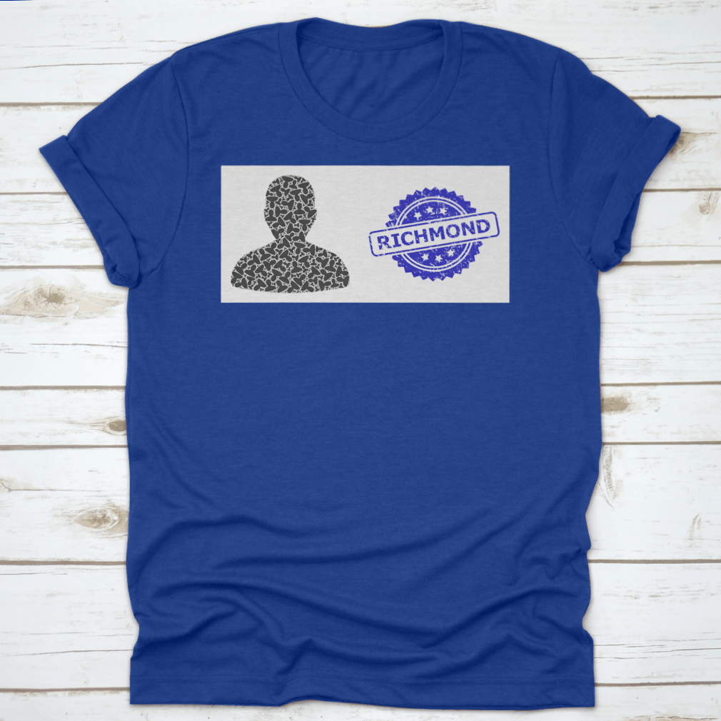 Richmond textured stamp seal and vector recursive collage user in blue, showcasing its soft cotton fabric and stylish design.