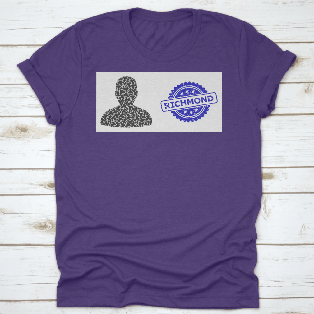 Richmond textured stamp seal and vector recursive collage user in blue, showcasing its soft cotton fabric and stylish design.