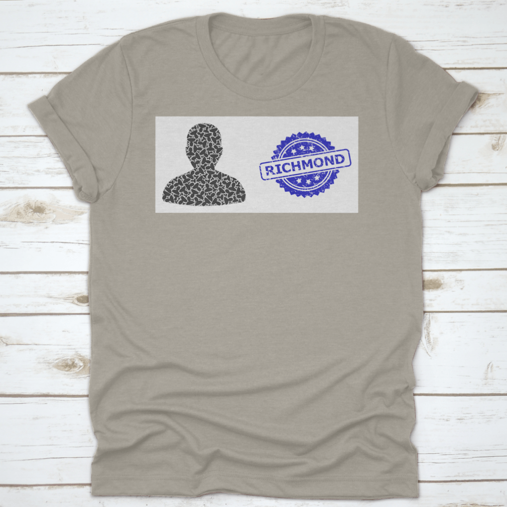 Richmond textured stamp seal and vector recursive collage user in blue, showcasing its soft cotton fabric and stylish design.