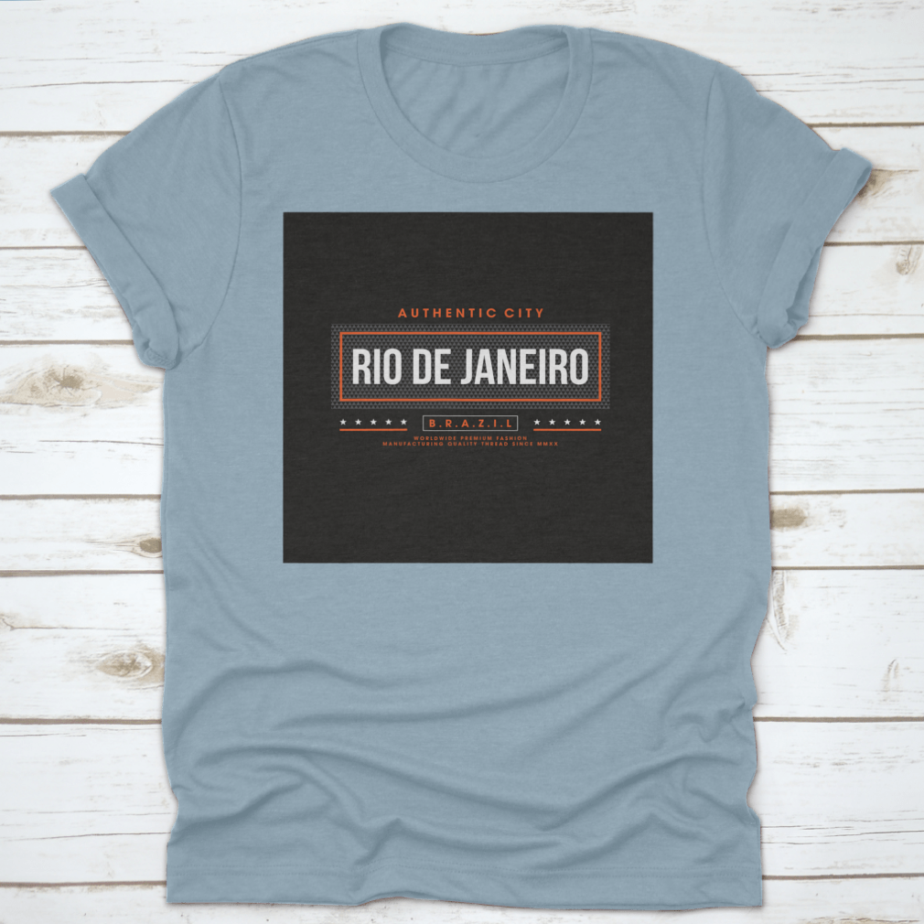 A vintage-style t-shirt featuring the iconic Rio De Janeiro design, made from 100% cotton, showcasing a classic fit and midweight fabric.