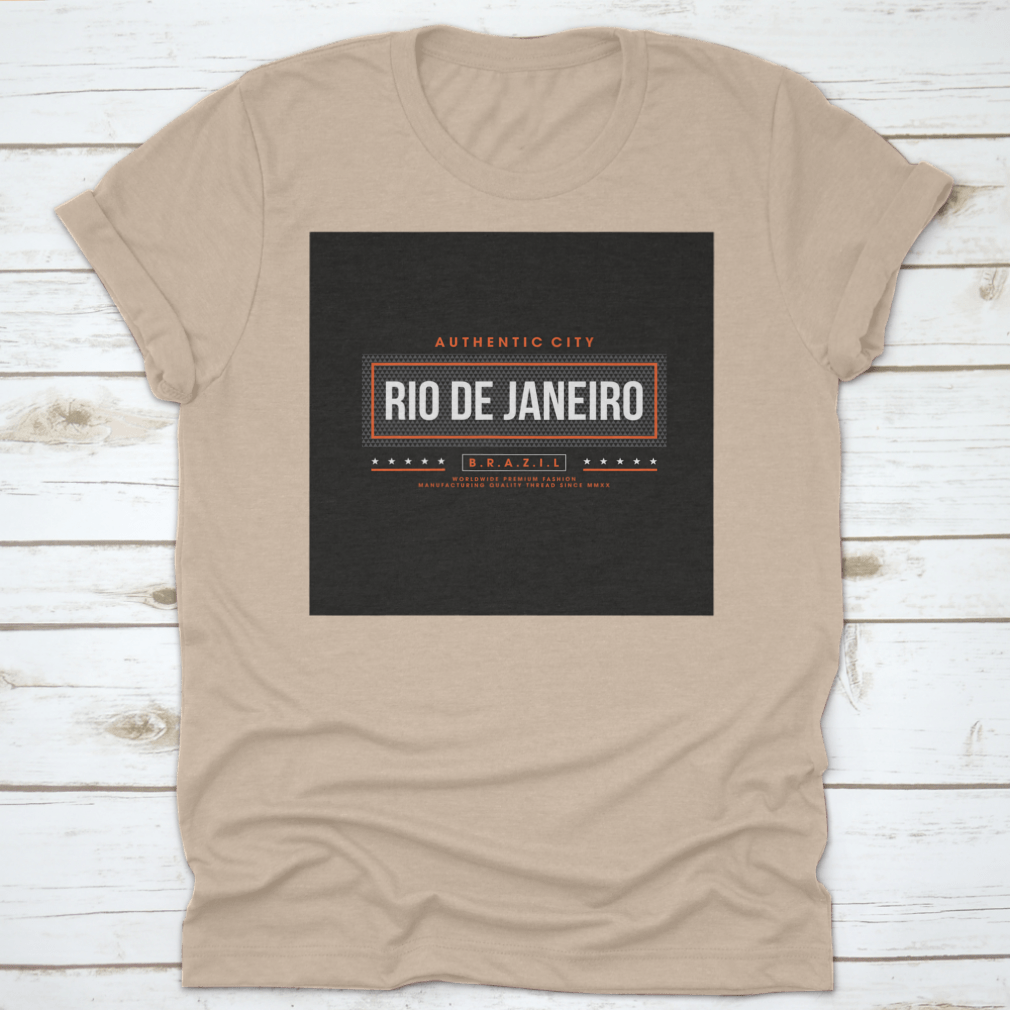 A vintage-style t-shirt featuring the iconic Rio De Janeiro design, made from 100% cotton, showcasing a classic fit and midweight fabric.