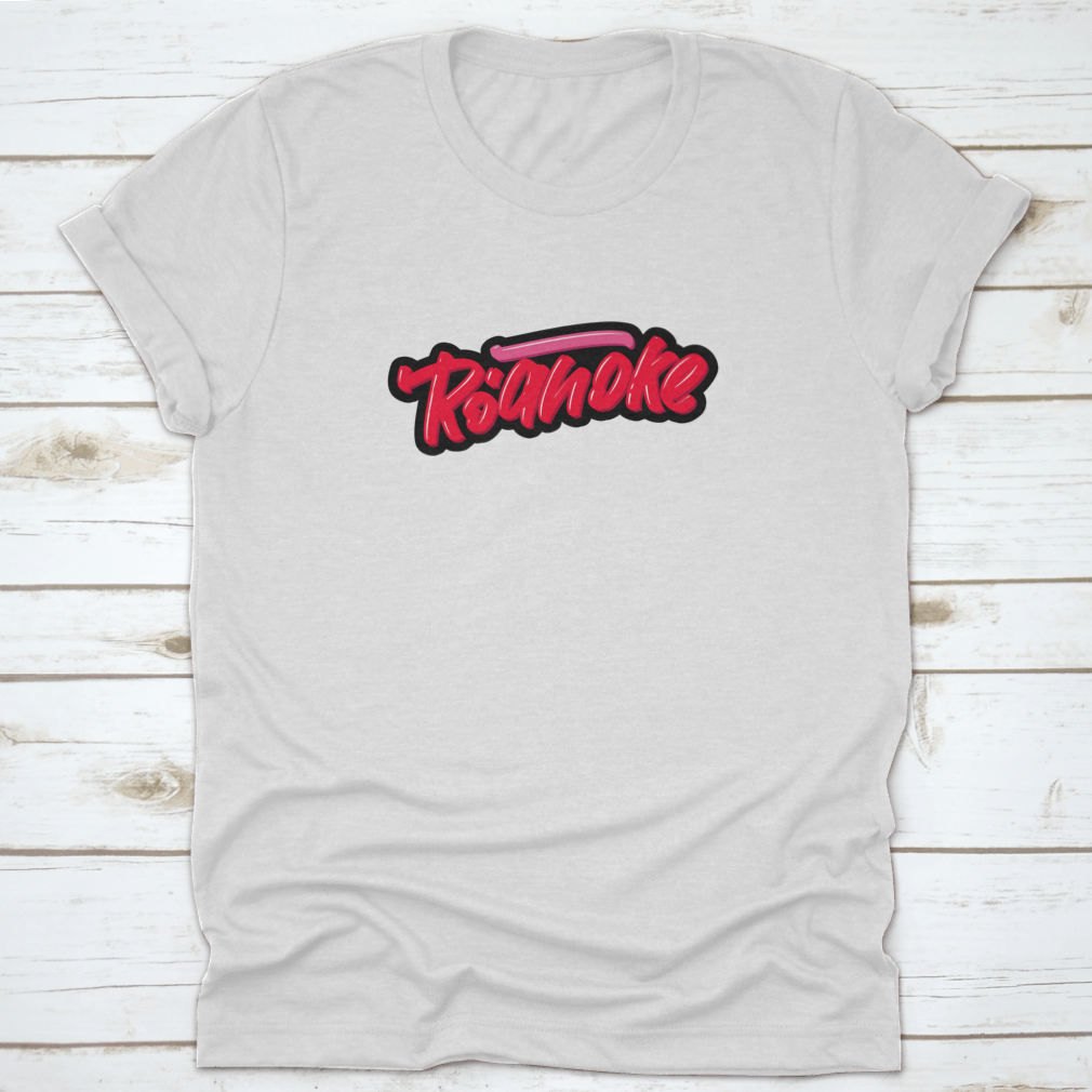 Roanoke Hand Drawn Modern Brush Lettering Vector Illustration Logo on a cotton fabric background, showcasing its stylish design.