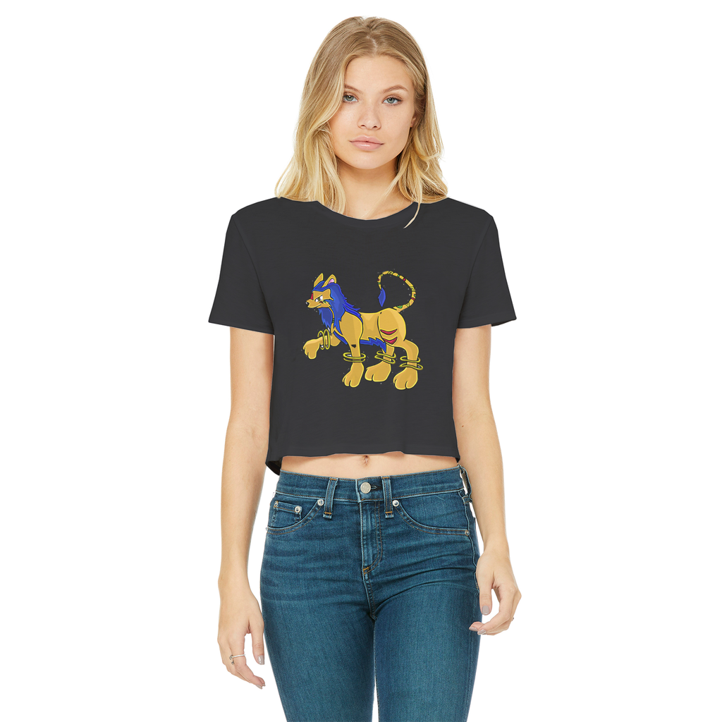 Roararing Classic Women's Cropped Raw Edge T-Shirt featuring a round neck, short sleeves, and a stylish raw edge hem in various colors.