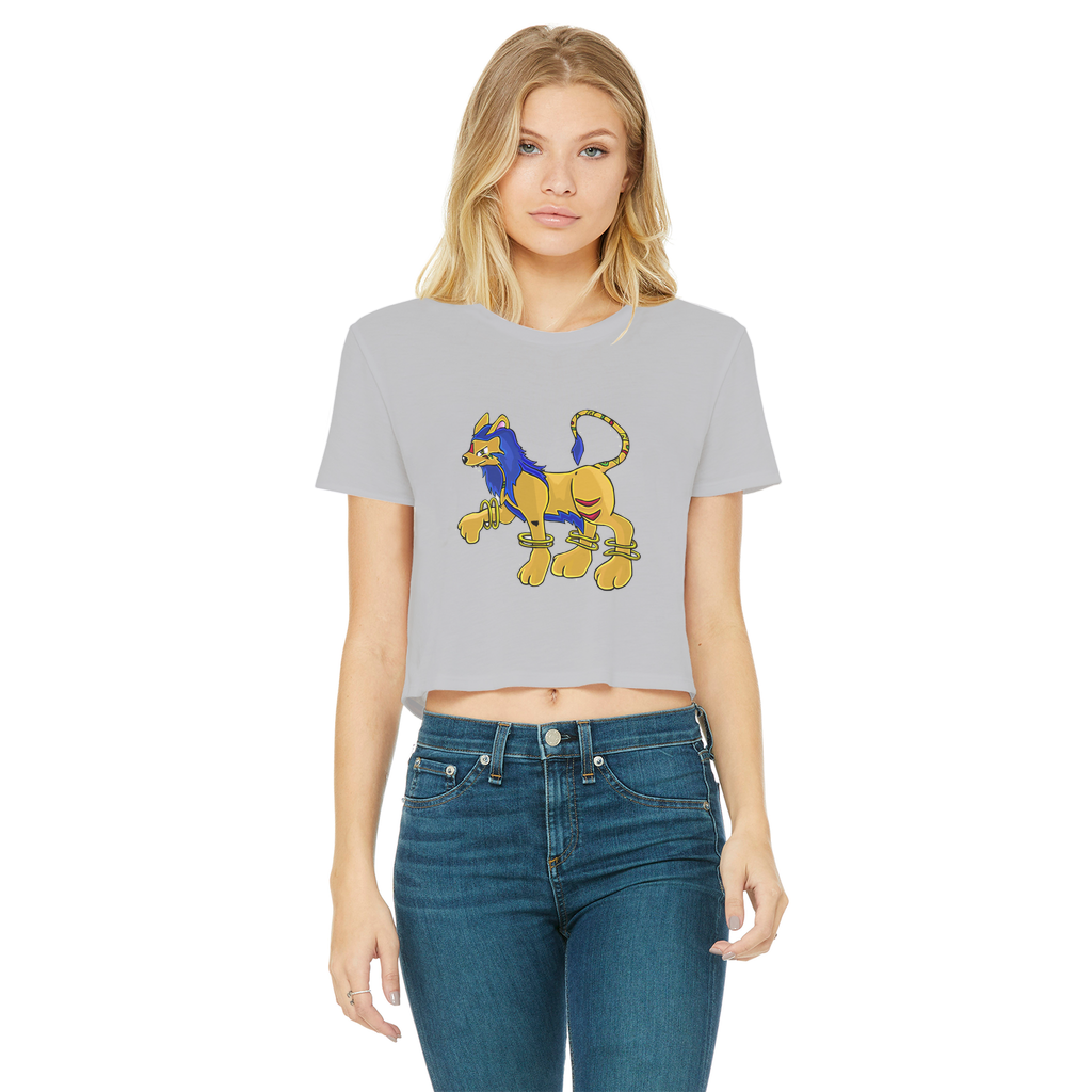 Roararing Classic Women's Cropped Raw Edge T-Shirt featuring a round neck, short sleeves, and a stylish raw edge hem in various colors.