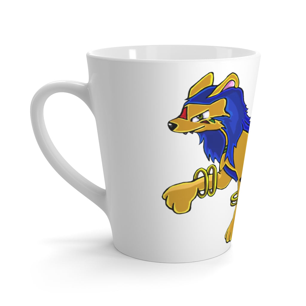 Roararing Latte Mug in white ceramic with vibrant sublimation print, featuring rounded corners and a comfortable C-handle.