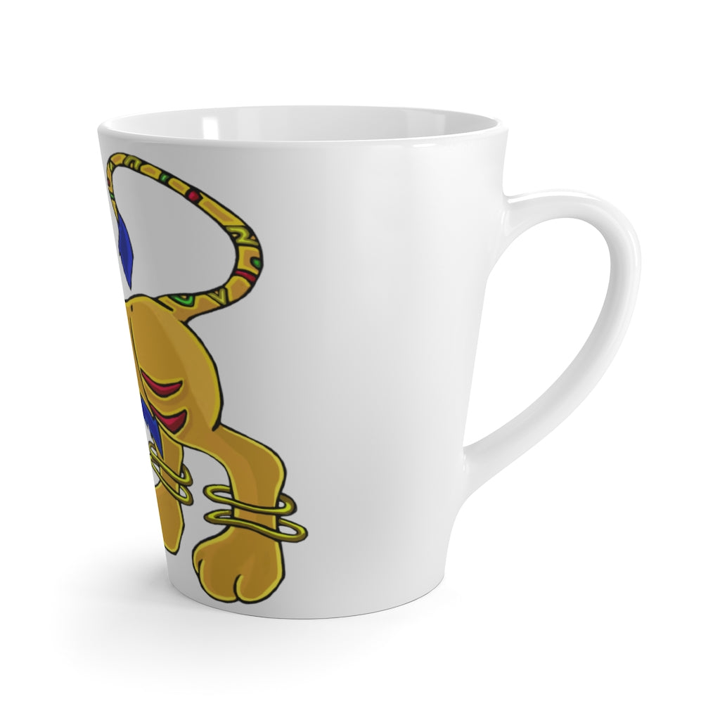 Roararing Latte Mug in white ceramic with vibrant sublimation print, featuring rounded corners and a comfortable C-handle.