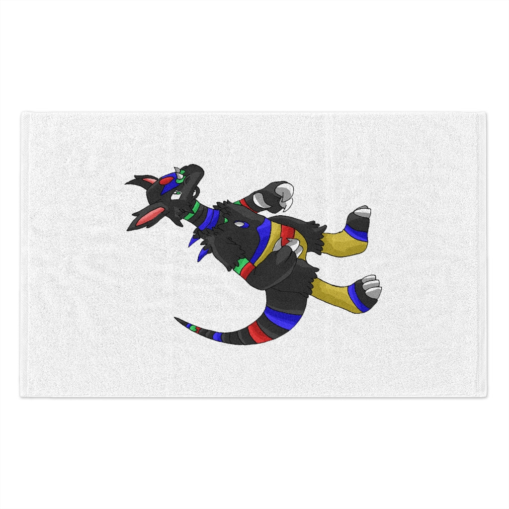 Rocino Rally Towel measuring 11x18 inches, featuring a soft polyester front and absorbent cotton backing, ideal for personalized designs.